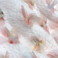 Polyester Knit Embroidered Bowknot Synthetic Faux Fur Fabric